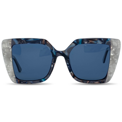 Óculos de Sol Feminino Novidade Acetato Italiano Azul Mármore - CandStoreBR